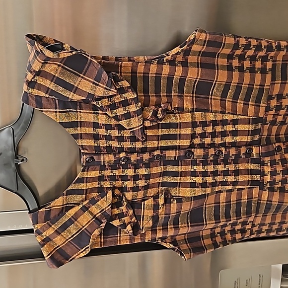 💕ACE & JIG💕 Magdalena Reversible Dress ~ St. Honore Gold Plaid Medium M NWOT - Picture 11 of 14